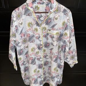 Mahogany Women's Floral Gwen Nightshirt Gown Small Pale Blue Pink‎ Pocket